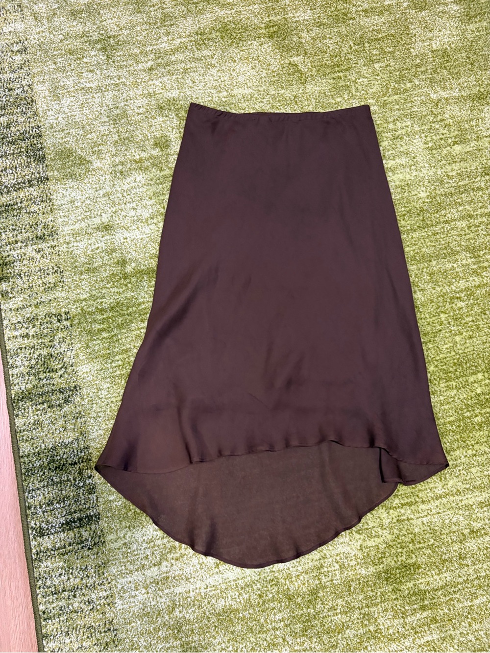 A. Byer Chocolate Brown High-Low Slip Skirt